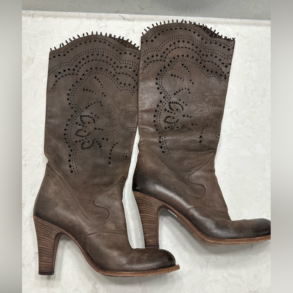 Vero Cuoio Dark Brown Heeled Boots, 39